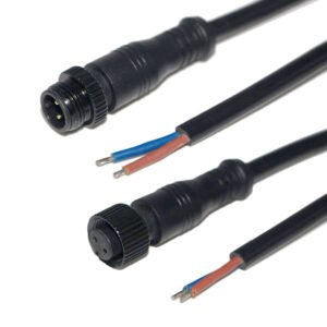 Weatherproof Metal Nut 2 Pin Waterproof Power Connector Cable M12 Connector For Indoor/Outdoor LED Strip Lights